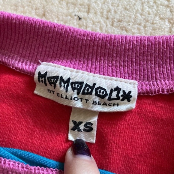 Mamadoux Elliott Beach Art School Crop Top XS pink blue multi color 90s pattern - Picture 5 of 8